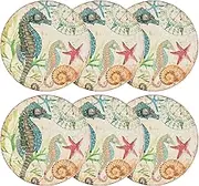 UPware 6-Piece Sealife Seahorse Heavyweight and Durable Melamine 9 Inch Serving Plates/Salad Plates