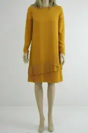 WAREHOUSE Mango Mustard Yellow Pleated Hem Shift Dress NEW UK 10 EU38