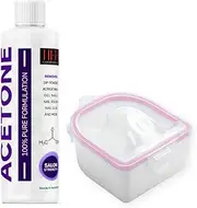 100% Pure Acetone Gel Acrylic Nail Polish Soak Off Remover 250ml | Manicure Bowl Double Layer Resistant Soak Off