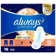 Always Ultrathin Overnight Pads 76 Count