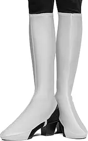 Skeleteen White Costume Boot Covers - Groovy Disco White Fabric 70s Hippie Fake Boots for Women and Girls Costumes