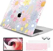 DONGKE for MacBook Pro 13 Inch Case 2023-2016 Release A2338 M2 M1 A2251 A2289 A2159 A1989 A1706 Touch Bar & Touch ID, Hard Shell with USB C to USB Adapter & Keyboard Cover, Florals