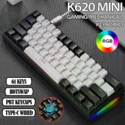 K620 Mini Gaming Mechanical Keyboard 61 Keys RGB Hotswap Type-C Wired Gaming Key