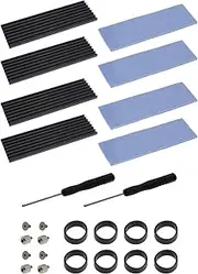 EMSea 2X SSD 2280 M 2 SSD Aluminum Heatsink Cooling Fins Installation Kits, Heat Sink Thermal Pad Screws Silicone Rings with Screwdriver
