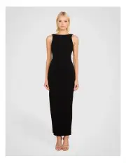 [Pilgrim] Dahlia Low Back Boat Neck Gown in Black