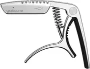 GRABTUNE GT-100 2-in-1 Multi-Functional Guitar Capo Tuner Zinc Alloy Built-in Rechargeable Battery Indicators for Electric Guitar Acoustic Folk Guitar Ukulele Silver One Size