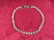 Silvertone Crystal Rhinestone Wrist Tennis Bracelet 7.5”
