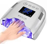 BOLASEN Rechargeable Cordless UV Lamp for Gel Nails, 54 W UV Lamp Nails with Metal Reflector, Portable Wireless LED Nail Lamp, Professional Nail Lamp, Nail Dryer for Salon and Home, Silver