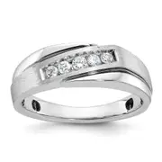 14k White Gold with Black Rhodium Men's Satin 1/4 carat Diamond Complete Ring