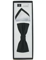 [Ferrari Formalwear] Black & White Tie And Hank Set