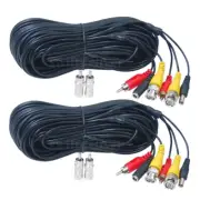 2x 50 ft Video Audio Power Cable for IR Security Camera BNC RCA Wire AV CCTV C3Y