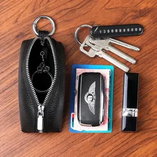 牛皮多功能拉鏈式鑰匙包真皮小巧鎖匙包大容量收納包男女車鑰匙包
