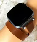 Brown Double Wrap Leather Band Strap for Fitbit Versa 3 4 & Sense 2 Smartwatches
