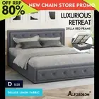 ALFORDSON Bed Frame Double Size Gas Lift Storage Mattress Base Fabric Grey