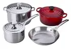 Le Creuset 7-Piece Stainless Steel & Enameled Cast Iron Cookware Set Cherry Red