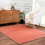 Size: 2' x 3' Rectangle - Heavenly Solid Pink Plush Rug