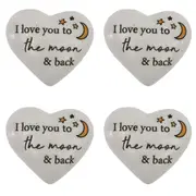 4x Urban I love you Heart Stone Ceramic White 8cm Gift Keepsake Present Set