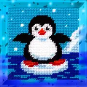 DIY Needlepoint/Tapestry Kit "Penguin" 5.9"x5.9", Bambini