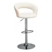 Bowery Hill 29.5'' Contemporary Faux Leather Adjustable Bar Stool in White