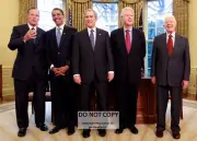 *5X7* PHOTO - GEORGE W. BUSH WITH BARACK OBAMA AND FORMER PRESIDENTS (ZY-634)