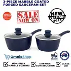 Non-Stick Marble Coated 2-Piece Cookware Set Frypan Saucepan Grill Pan Casserole