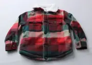 Old Navy Toddler Boy's Plaid Sherpa Pocket-Front Shacket BL1 Red Multi Size 4T