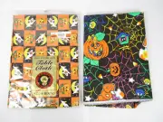 Vintage Halloween Vinyl Tablecloth Lot (2) - Round & Square - Flannel Backed