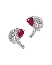 Bloomingdale's Fine Collection Ruby & Diamond Stud Earrings in 14K White Gold