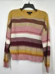 Sanctuary Womens Multicolor Blur the Lines Stripe Crewneck Pullover Sweater S