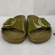 Birkenstock New w/ Box Madrid Big Buckle High Shine Mud Green Patent Leather Reg