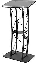 Black Truss Podium, Curved Podium, Pulpits for Churches Presentation Pulpit School Office Church Lectern, Church Pulpit, Podium Stand Portable, Table Top Podium for Floor with Interior Shel