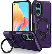 Cell Phone Case Compatible with OPPO A78 4G Sleek Minimalist Slim Case,Metal Ring Kickstand Shockproof Hard PC Heavy Duty Protective Case [Military Drop Protection]Compatible with A78 4G Durable Prote