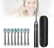 6 in 1 Sonic Electric Toothbrush for Adults, Rechargeable Toothbrush, Includes 8 Brush Heads and Travel Case, 6 Cleaning Modes, 2 Minute Smart Timer, 800mAh Battery, Lasts up to 60 Days (black)