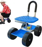 Rrlihjgu Garden Stool with Wheels | Rolling Gardening Stool with Adjustable Swivel Seat,360 Degree Swivel Gardening Chair Tool Tray for Outdoor Planting Weeding