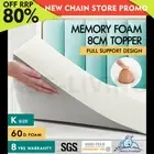 STARRY EUCALYPT Memory Foam Mattress Topper Fabric Cover Visco 8CM King Size