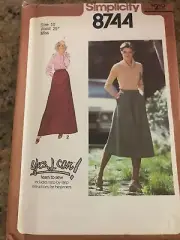 1978 UNCIRCULATED SIMPLICITY #8744 - LADIES "LEARN TO SEW" SKIRT PATTERN 10 FF