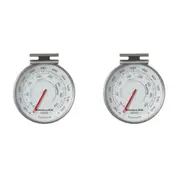 2x KitchenAid Dial Oven Cooking Thermometer Round Stainless Steel 8cm Silver