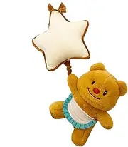 Baby Stroller Pendant Bell, Plush Pendant Bell Butter Bear Carseat Rattle with Star, Soft Sensory Toy Chime Activity Music Box for Stroller