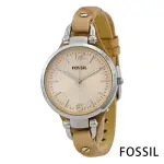 【FOSSIL】纖纖小手簡約輕量皮革腕錶-卡其色/32MM(ES2830)