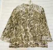 New Chico's Womens Animal Print Sz 3 Mandarin Collar Blouse Grandma Core Goth