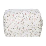 1 Pc Women Portable Floral Cosmetic Bag for Vacation Business Travel White