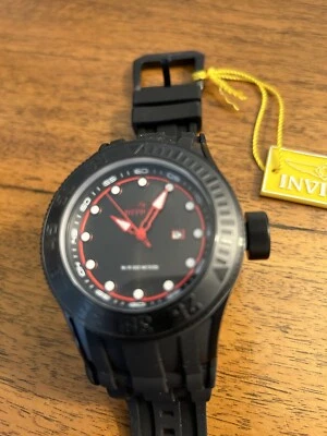 Invicta Mens Watch Prodiver 52 mm Black Band Japan Movement With Red Hands Band
