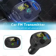 Bluetooth-5.0 Radio Car Kit Wireless FM Transmitter Dual USB Charger MP3 Player