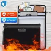 Large Waterproof & Fireproof Document Bag Pouch File Money Cash Safe Storage