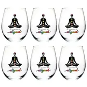 6PK Tallulah Wellness Stemless Wine Glass Tumbler Drinkware Chakra Clear
