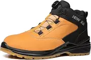 [SDEQA] Safety Boots for Mens Safety Trainers with Rotate button Puncture Proof Steel Toe Cap Boots Non Slip Breathable Industrial Protective Shoes