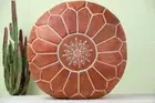 Handmade Boho Brown Footrest Unstuffed Leather Ottoman Moroccan Pouffe