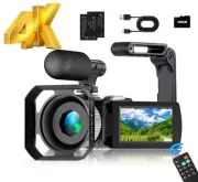 4K Video Camera for Recording - 60FPS 3.0" Inch Screen 16 X Digital Zoom Came...