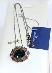 Swarovski Spectacle Pendant Oval Emerald/Clear Crystal Authentic NEW 1168955