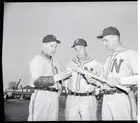 Bob Feller With Sam Chapman And Ace Parker 1942 Old Baseball Photo